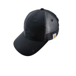 Carhartt Trucker Hat Mens OSFM Black Cotton Mesh Snapback Rugged Workwear Cap